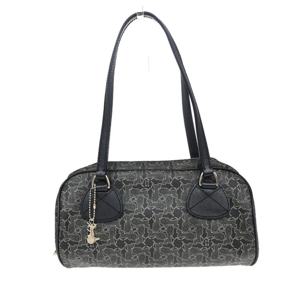 CELINE Horse Carriage Shoulder Hand Bag PVC Leather Black GHW 62CA402